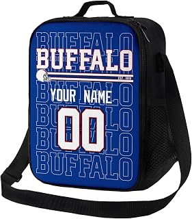 ANTKING Buffalo Lunch Bag Custom Name and Number Lunch Box for Boys Youth Men Gifts