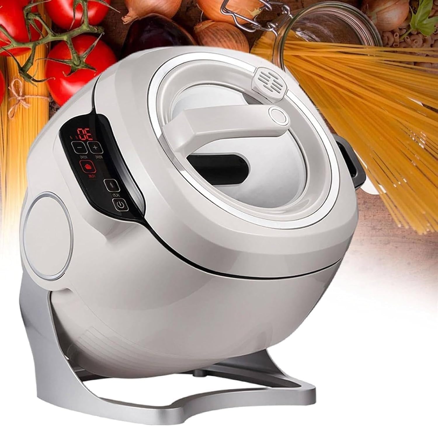 6L Automatic Cooking Wok - 360° Stir Fry Robot with Adjustable Speed for Fried Rice, Stewing & Cooking - Smart Kitchen Appliance for Effortless Meal Prep