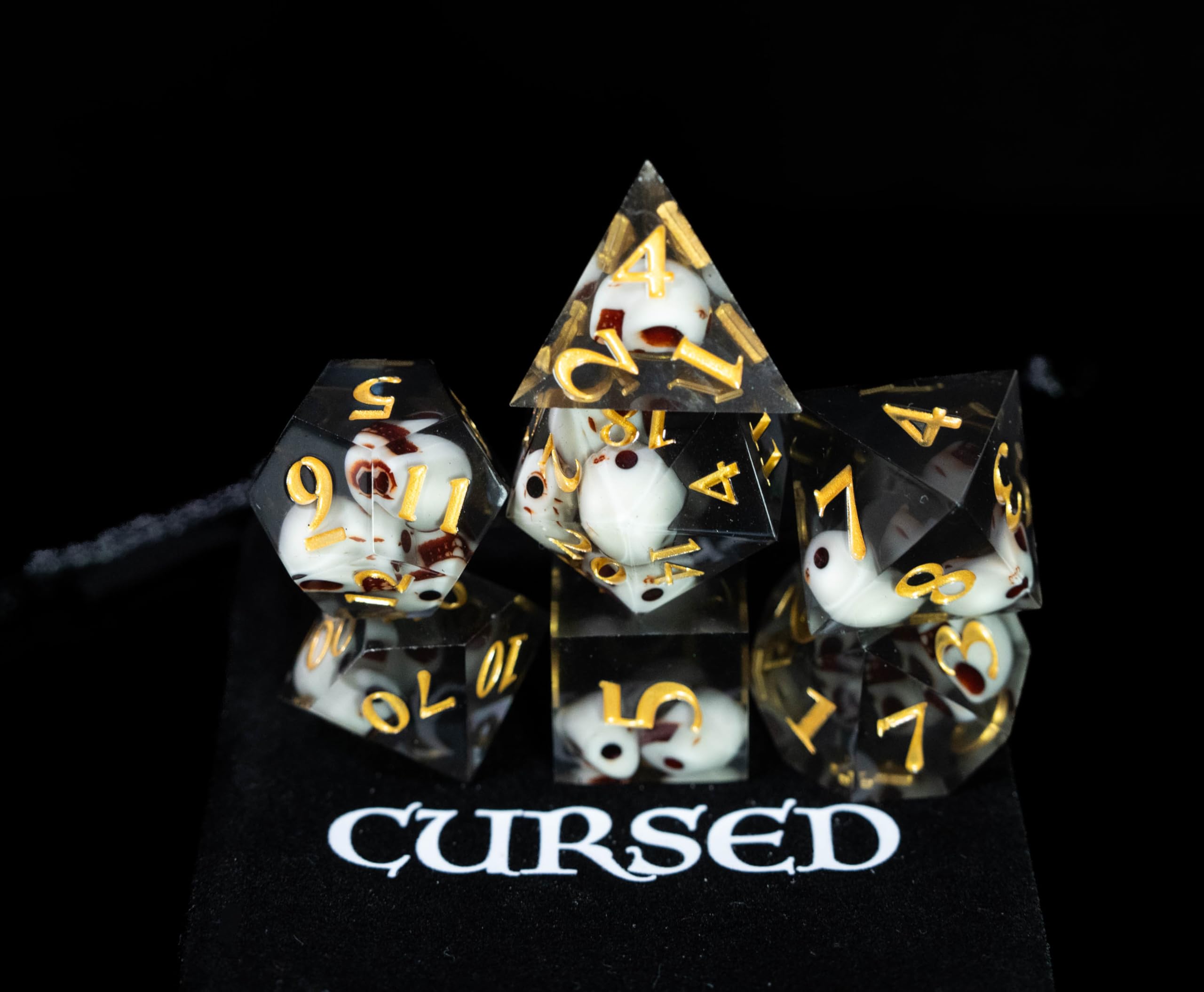 These Dice are Cursed | Sir GameAlot Set of 7 Unlucky Polyhedral Dice for Your Gaming Enemies (Cursed Sharp Edge Edition)