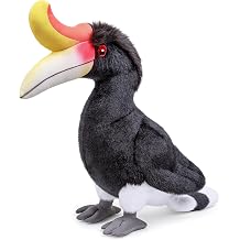 FRANKIEZHOU Malaysian Hornbill Stuffed Animal - Black Head 12 Inch,Hornbill Plush Toy, Simulation Bird Stuffed Gifts Toy for Kids