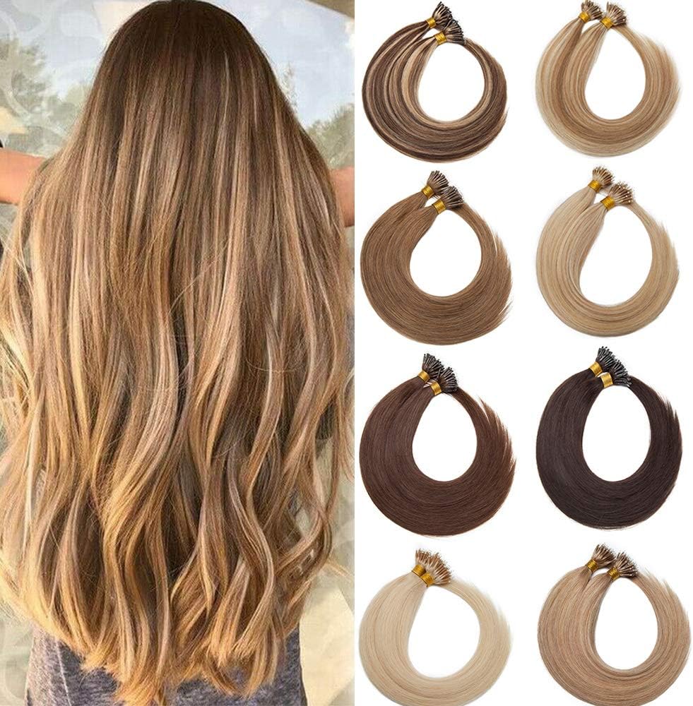 Nano Beads Ring Hair Extension Silky Straight Pre-bonded Hair Extension 16 Inch 02 Dark Browm
