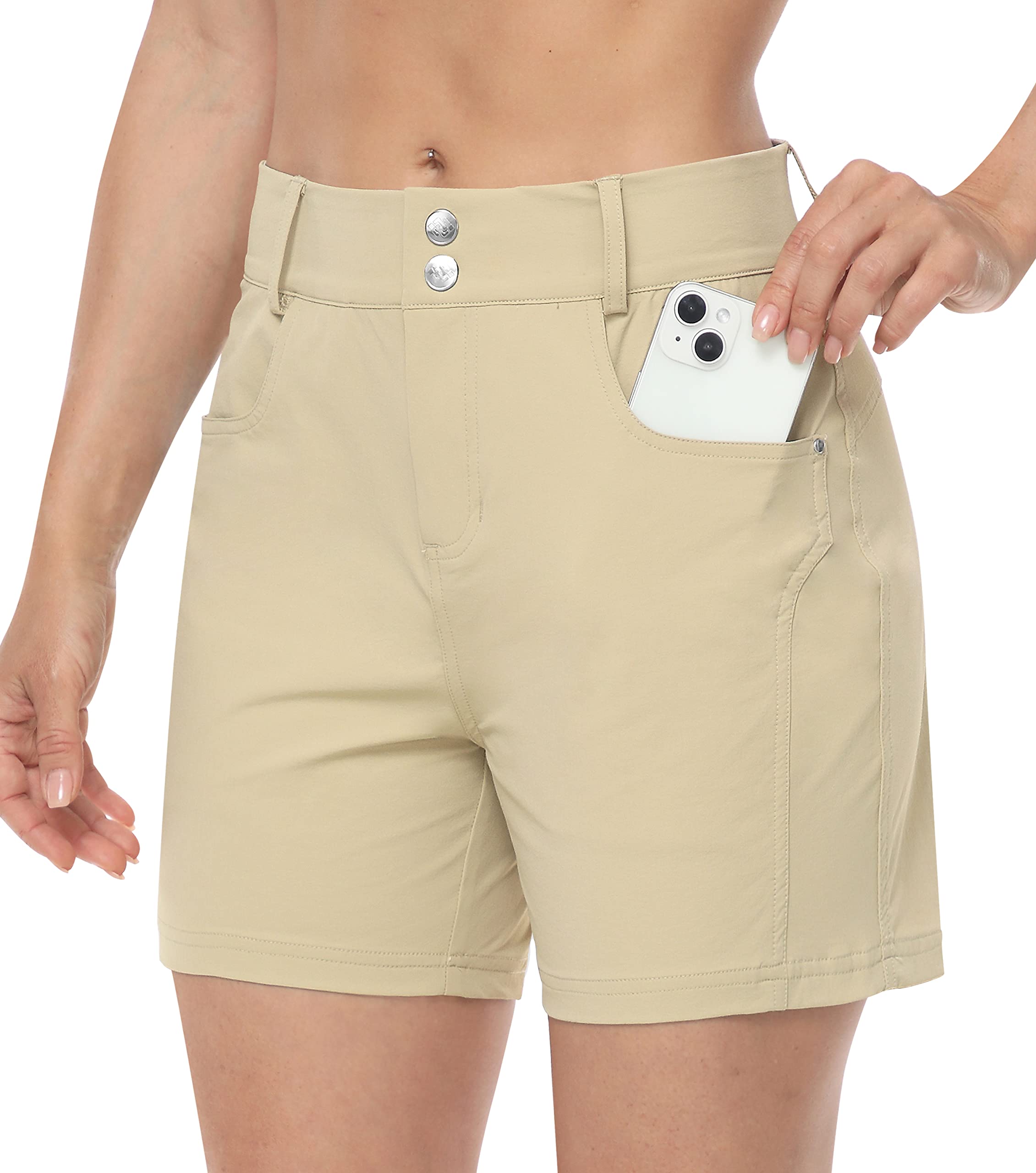 MoFiz Pantalones Cortos Mujer Shorts de Golf Senderismo Verano Outdoor Pantalón Corto Impermeables de Secado Rápido con Cinturón Elástico Incorporado