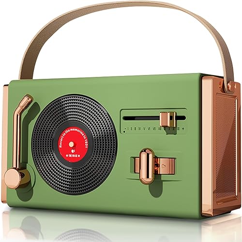2023 nuevo Pequeño altavoz Bluetooth retro portátil, lindo altavoz inalámbrico vintage para el hogar y el aire libre, 8-10 horas, estilo reproductor