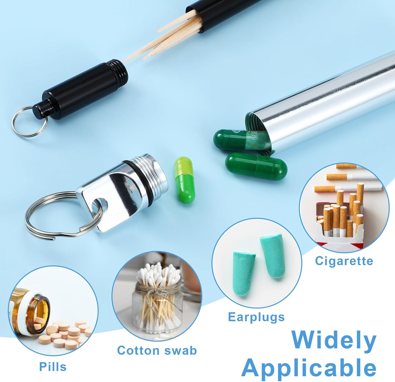 4PCS Metal Toothpick Holder Small Pills Cases For Purse Portable Dental Pick Holder Travel Pills Box Toothpick Dispenser Aluminum Alloy Pocket Toothpick Cases With Keychain For Outdoor Picnic - Image 2