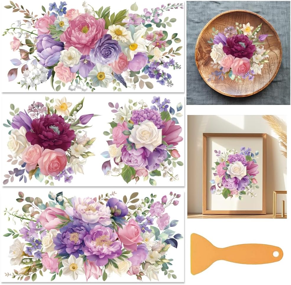Beinkmake Vintage Skull & Floral Rub-On Transfers – 3 Sheets, Baroque Design For Furniture & DIY Decor - View #12