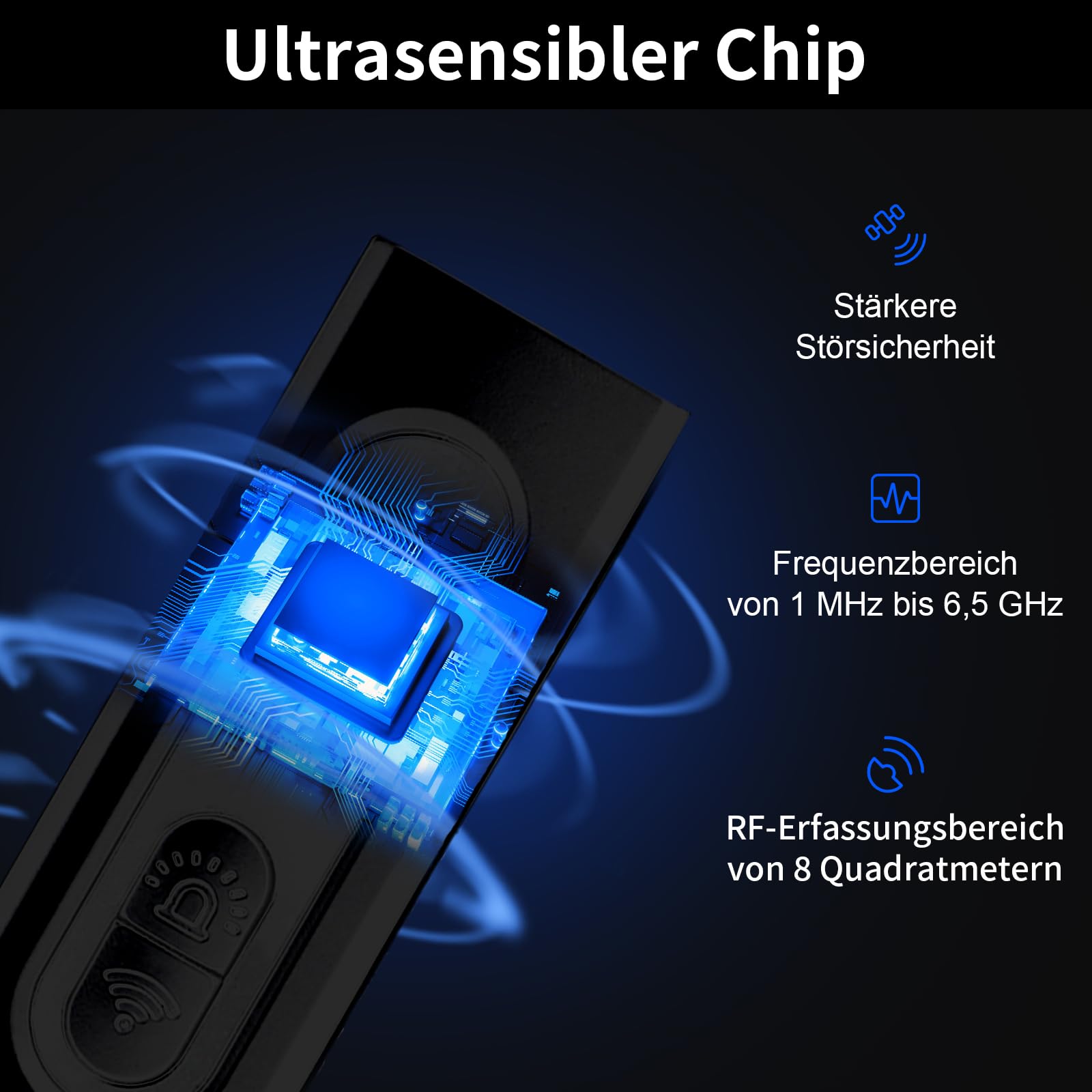 Detector de Dispositivos Ocultos Inalámbrico - Detecta Cámaras, Micrófonos, GPS y Señales RF con 5 Niveles de Sensibilidad para Oficina, Hotel y Hogar