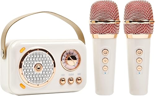 Altavoz Bluetooth portátil con juego de micrófono, altavoz Bluetooth retro con máquina de karaoke en casa, micrófono de karaoke portátil de mano