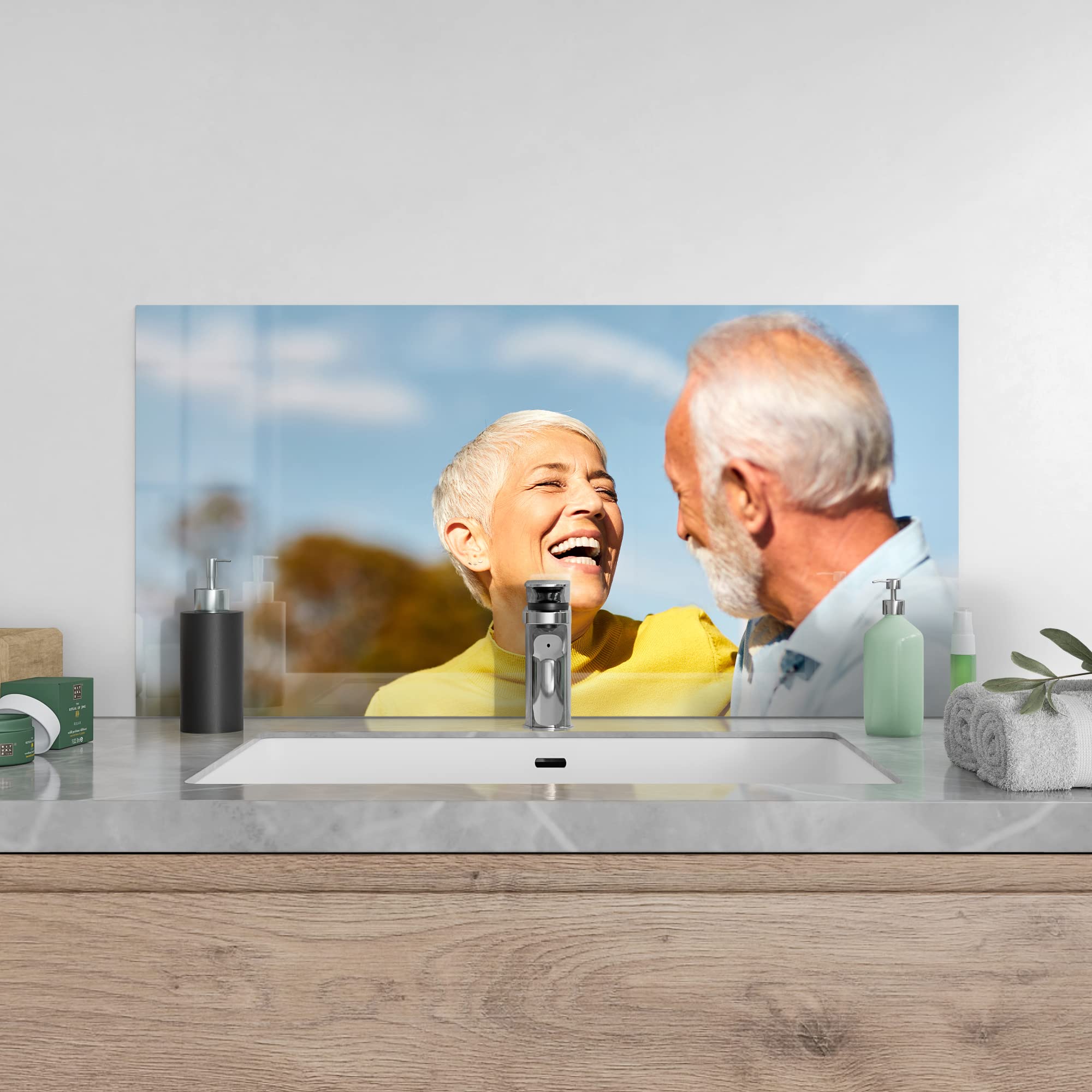 DEQORI Pannello posteriore da cucina personalizzato in vetro | foto propria | 80 x 60 cm | parete posteriore per bagno o stufa | Paraspruzzi per cucina e bagno | Decorazione moderna