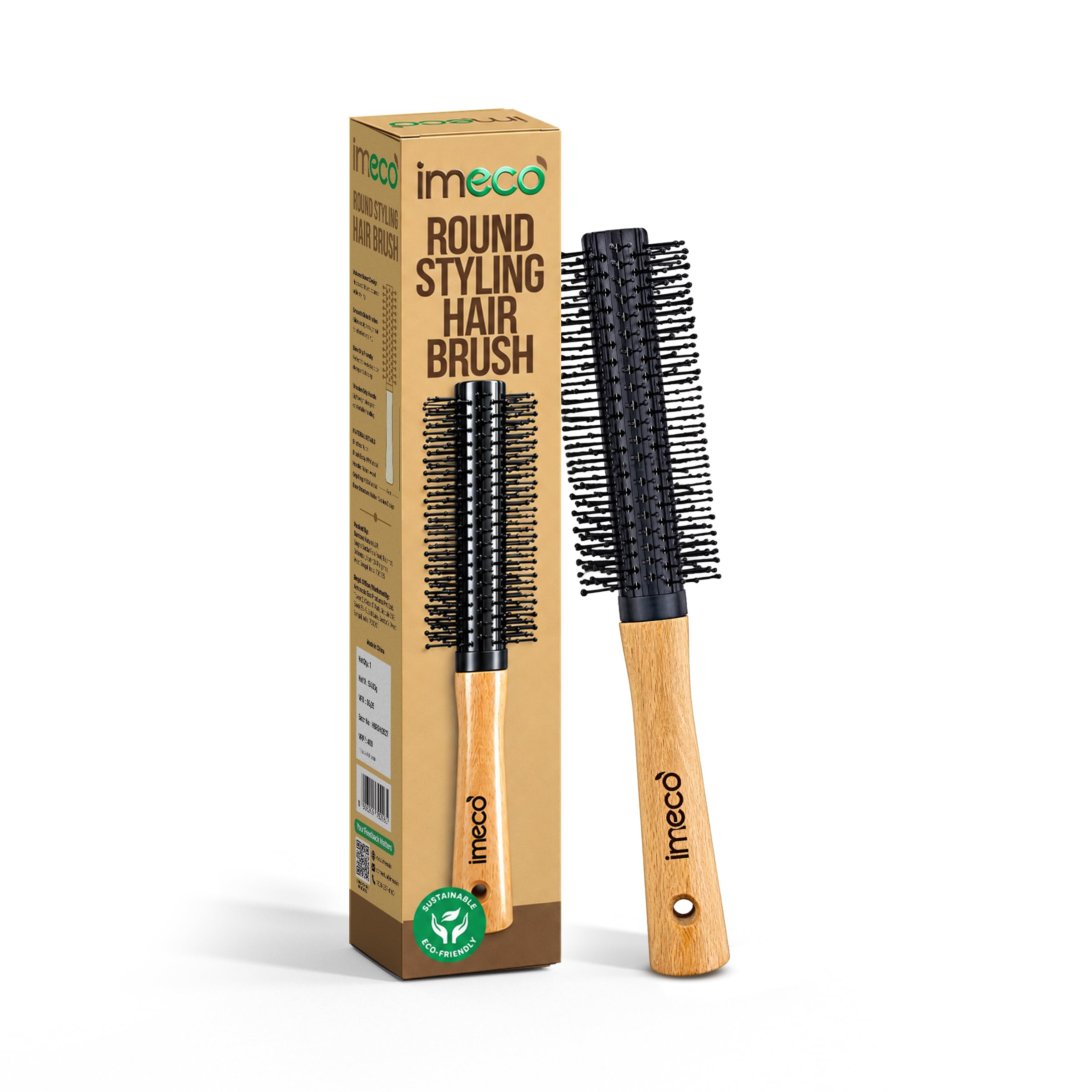 IMECO Bamboo Paddle Brush - Detangle & Massage Hair -13