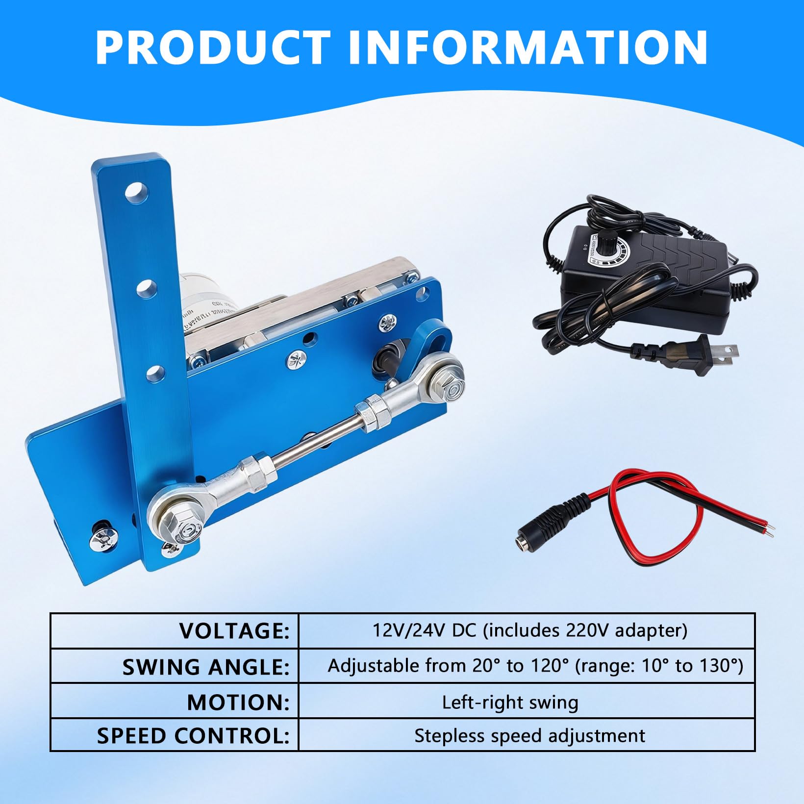 Actionneur linéaire à bascule DIY DC 24V environ 90 tr/min, moteur oscillant réglable 20 à 120° avec régulateur de vitesse