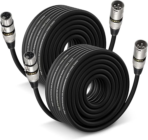 Miniatura 42 de EBXYA Cable XLR de 2 pies, paquete de 2 cables DMX equilibrados, cable de micrófono macho a hembra de 3 pines para altavoces, mezclador, iluminación