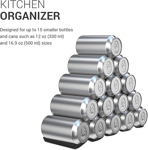 Miniatura 4 de kwmobile Alfombrilla apilable de silicona para botellas, organizador de refrigerador para apilar botellas, latas, cerveza, refrescos, estante