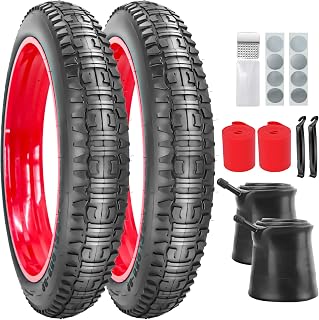 SIMEIQI 2 Pack 20x4.0 26x4.0 Inch Fat Bike Tires and Tubes Bicycle Tyres Replacement Tires for Mountain Snow All Terrian Trail Urban Bicycle Tricycle with Strips Gluless Patches