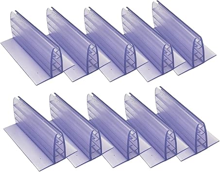 10 Pack Self Adhesive Acrylic Panel Holders Sneeze Guard Clips Transparent PVC for Glass Plexiglass Sheets Supports Panels 2 to 6mm Thick for Office Reception Desk Divider 75mm