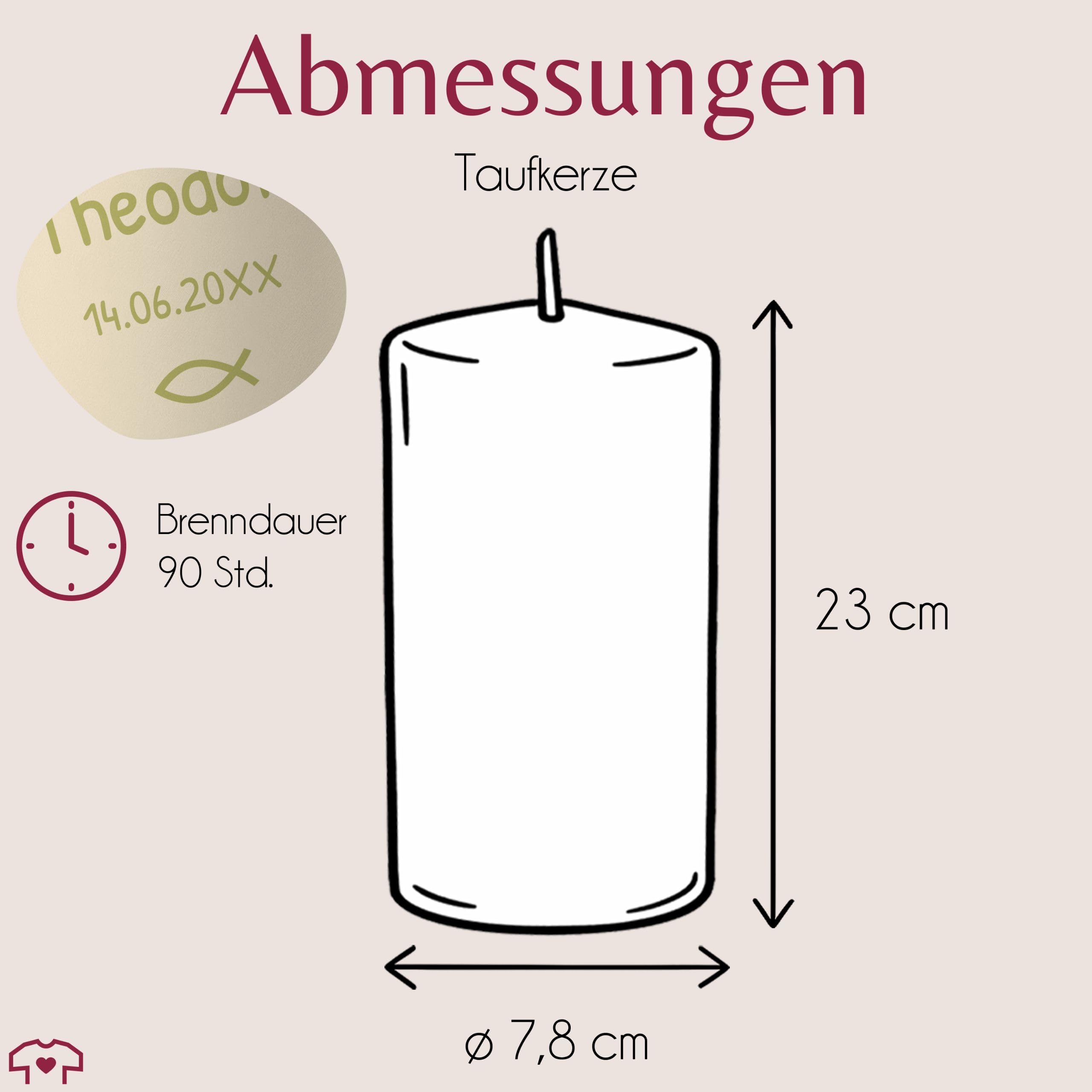 Taufkerze - Zur heiligen Taufe Safari Tiere mit Datum und Name - Taufgeschenk personalisiert - 230/78 mm - Elfenbein