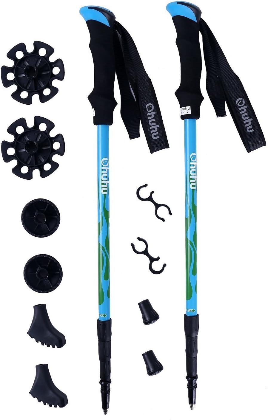 Ohuhu [2-Pack] Anti Shock Retractable Trekking Poles /Hiking Poles / Walking Poles/ Walking Stick