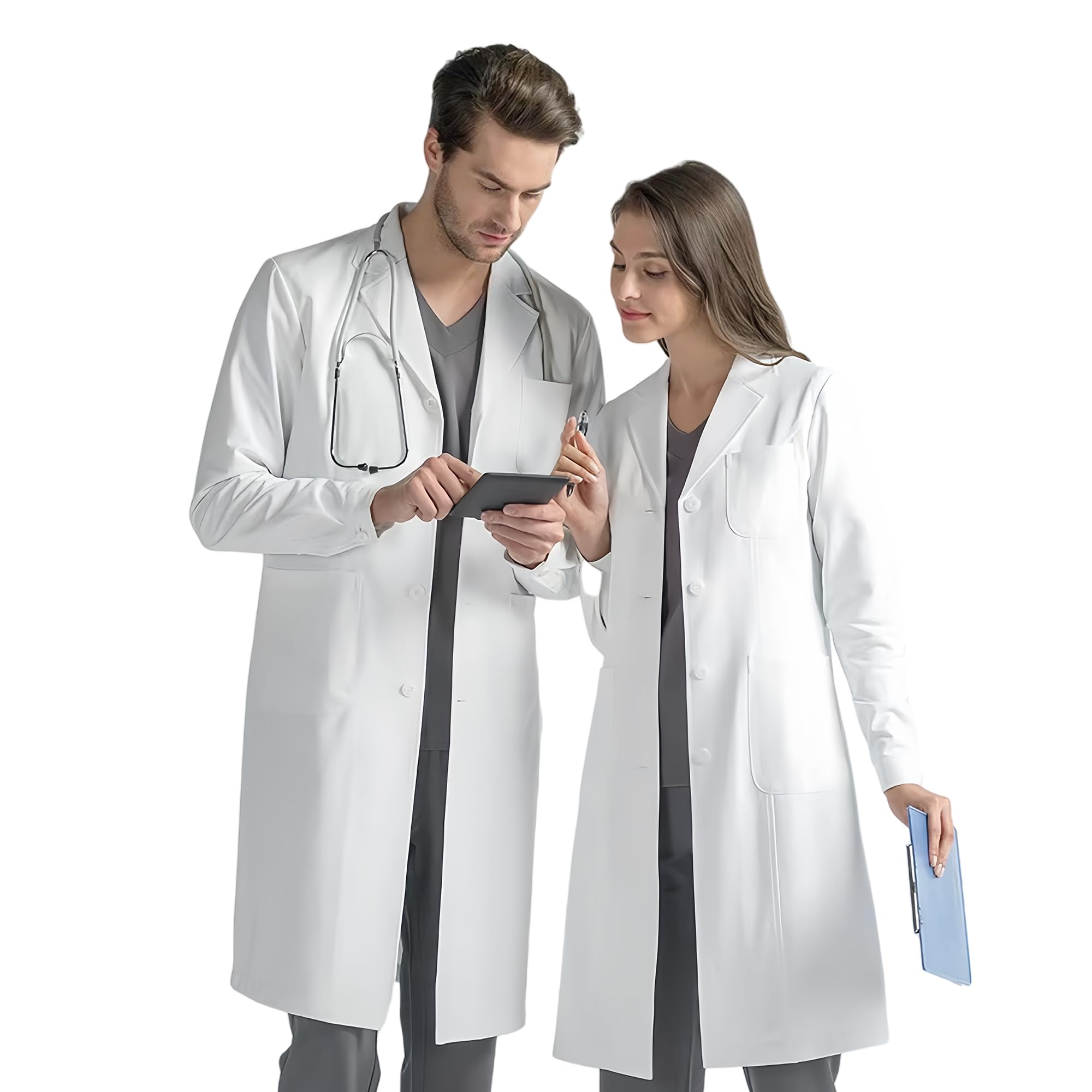 Bata de laboratorio bordada personalizada Bata de laboratorio blanca personalizada para hombres y mujeres - Agregue su nombre o texto - 3 bolsillos y manga larga