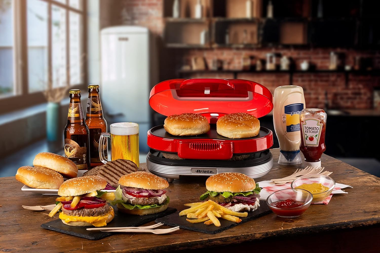 Ariete Party Time 205 Elektrischer Sandwichmaker, 1200 W, Rot