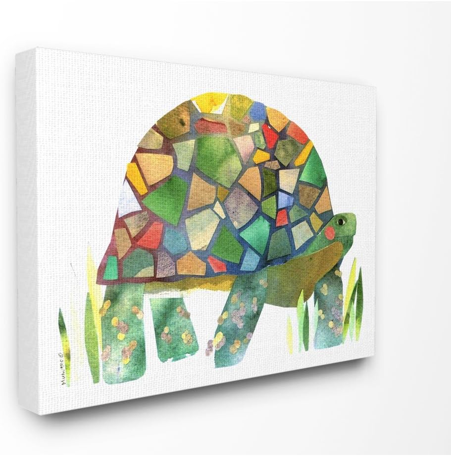 Stupell Industries Watercolor Cutout Collage Turtle Canvas Wall Art, 30 x 40, Multi-Color