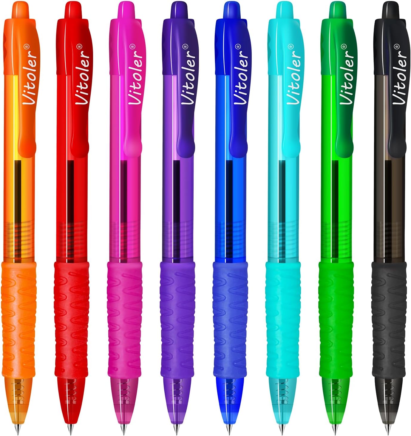Vitoler Colored Ink Pens 8 Pack Ball Point Pens 1.0mm Medium Quick