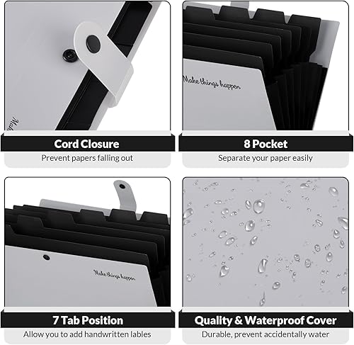 Miniatura 3 de SKYDUE - Carpetas expandibles con 8bolsillos, organizador de carpetas de acordeón, organizador de documentos portátil para hogar, escuela y oficina,