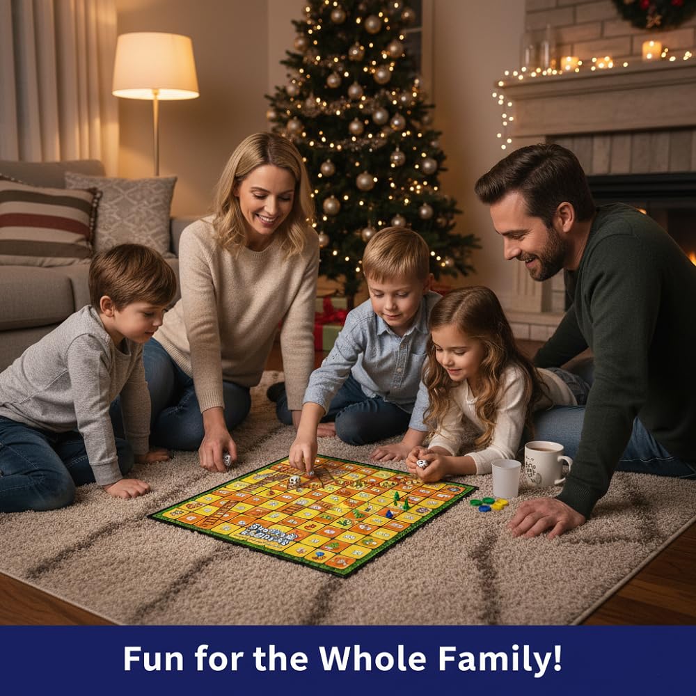 ZINNIAUK Snakes & Ladders Kids Play Board Game, Multi-color - Image 3