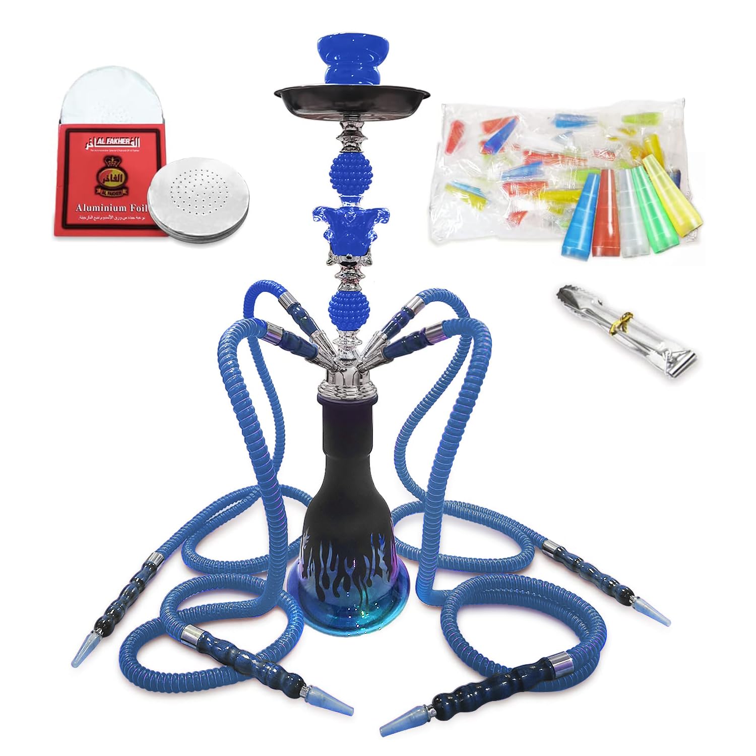 23 Premium Hookah Set Hookah Complete Set Hookah Shisha set with Everything 50 Disposable Tips 50 Pre-Punched Aluminum