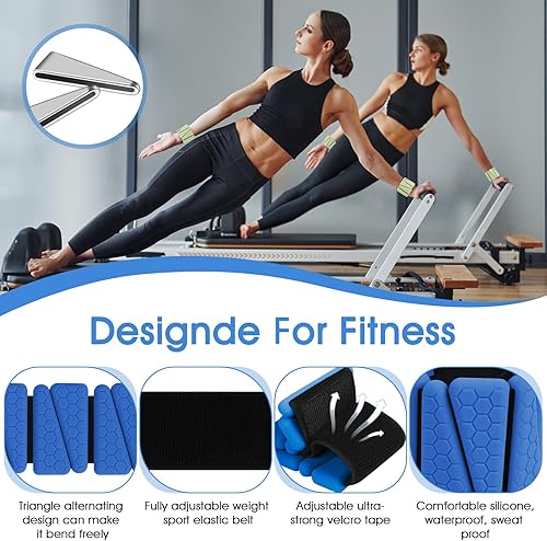 Miniatura 3 de Pesas de muñeca, paquete de 2 brazaletes ajustables de silicona para mujeres y hombres, pesas de muñeca y tobillo adecuadas para yoga, caminar y