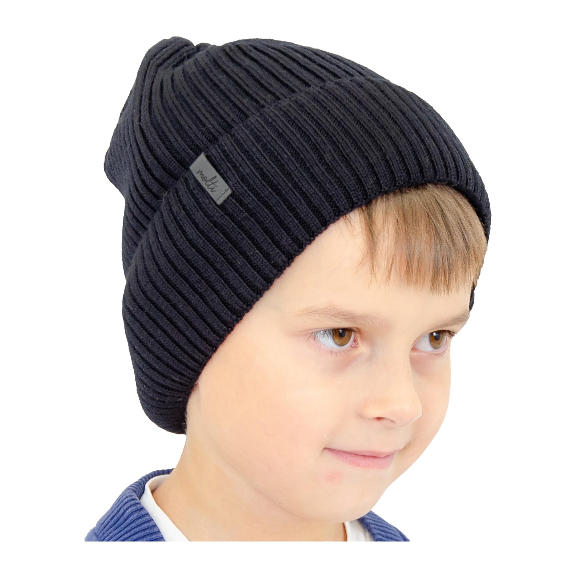 molti Dziecięca czapka beanie, 100% wełna z merynosów, dzianina, bez pomponu, oddychająca i wygodna, rozmiar 52-54, w 5 kolorach