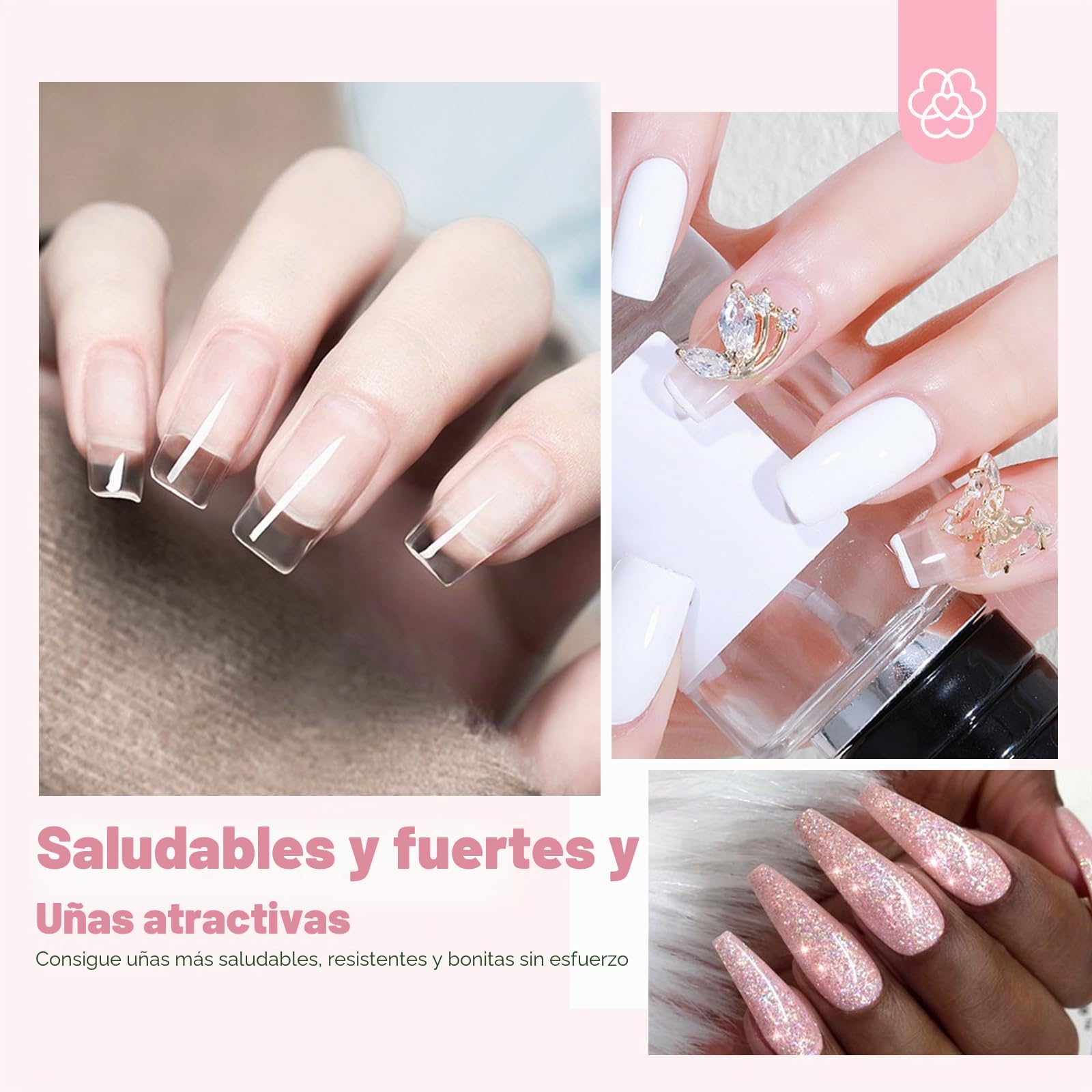 Saviland Kit de iniciación de polvo de inmersión para uñas: 60 g/2.1 oz de mayor capacidad, polvo de inmersión transparente con polvo de inmersión, activador de base de inmersión y capa superior, kit