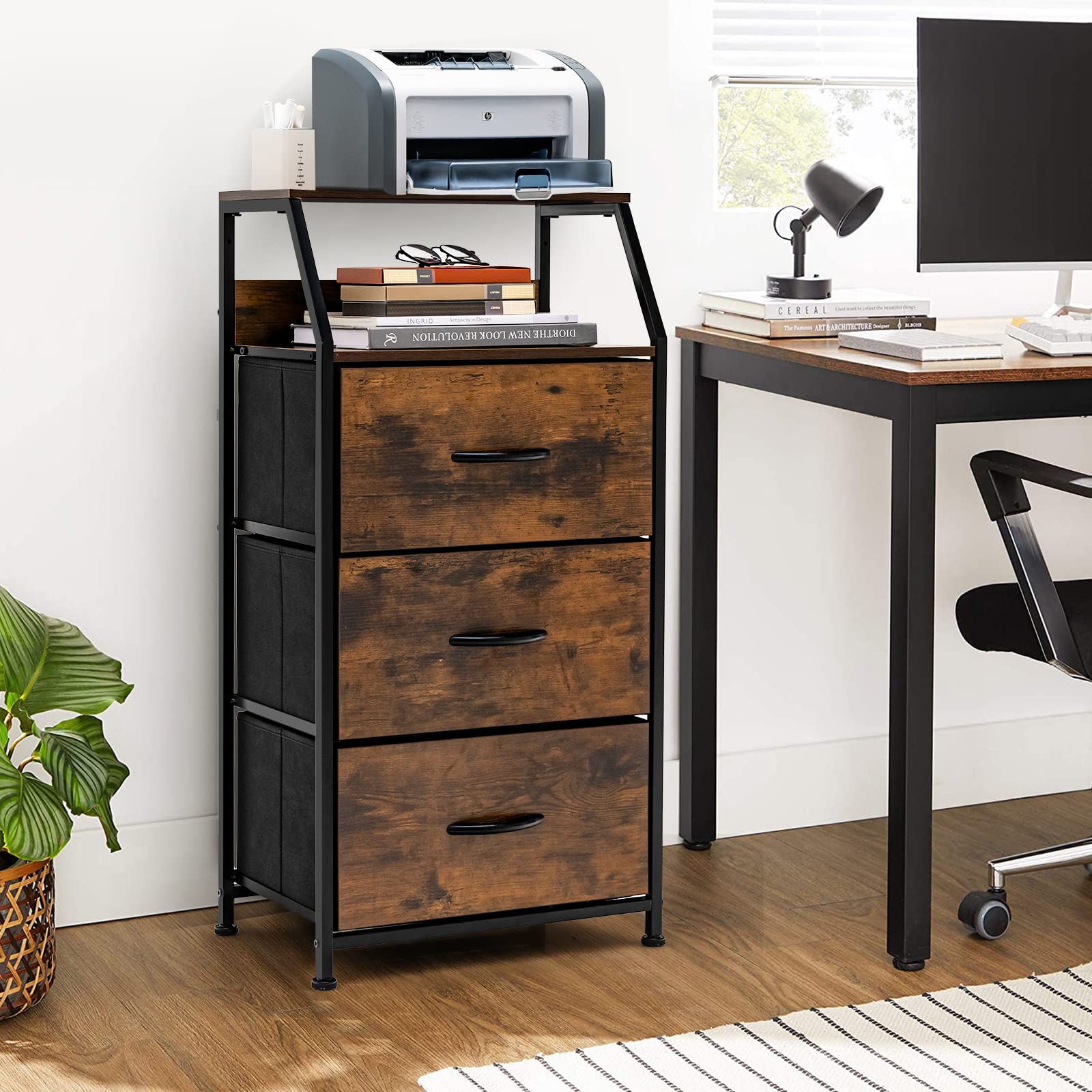 Amazon.com: Giantex 3 Drawers Dresser, Storage Tower w/ 3 Foldable
