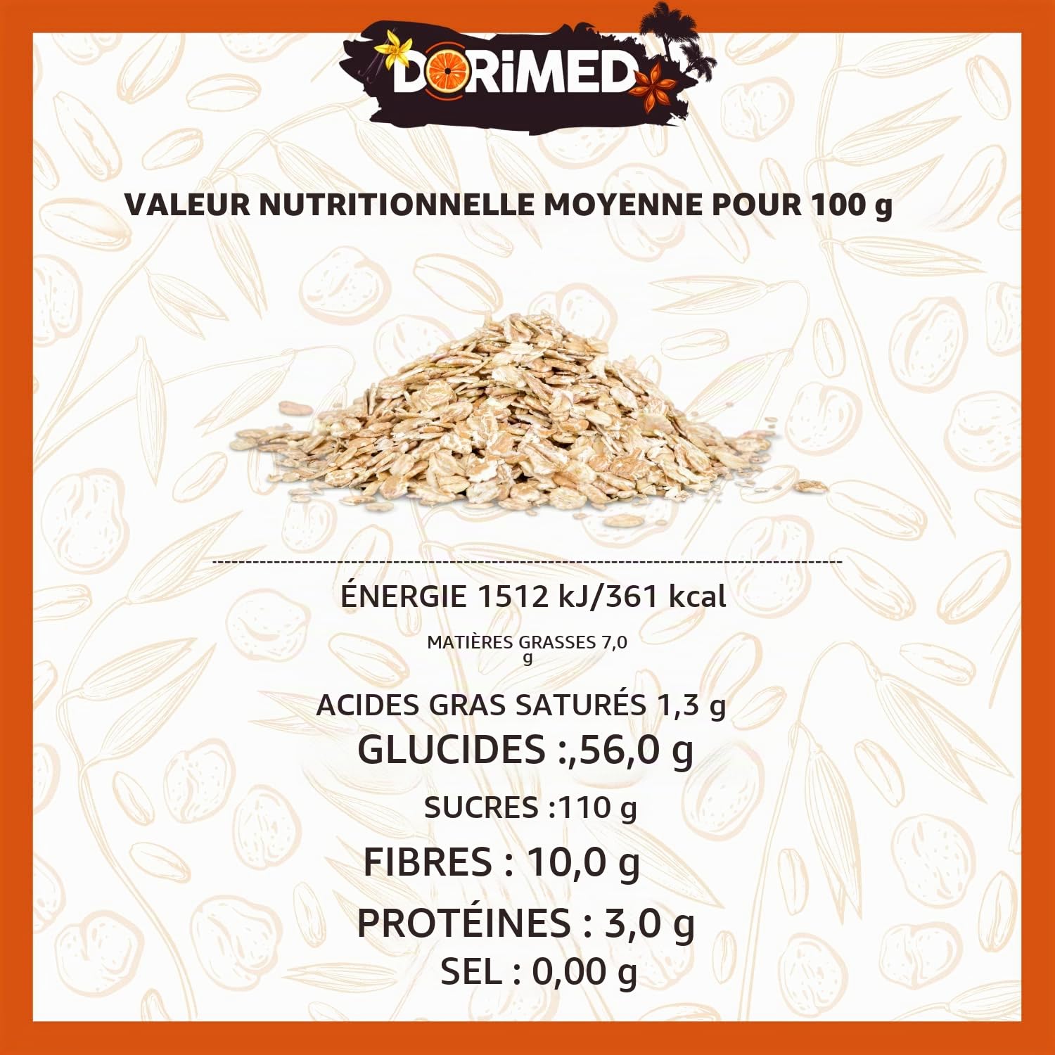 Flocons d'avoine en sac de 2 kg | Graines de céréales d'avoine molle en gors flocons | Sans sucre | Flocons entiers idéaux à combiner dans le muesli et les recettes | Convient aux végétaliens| Dorimed