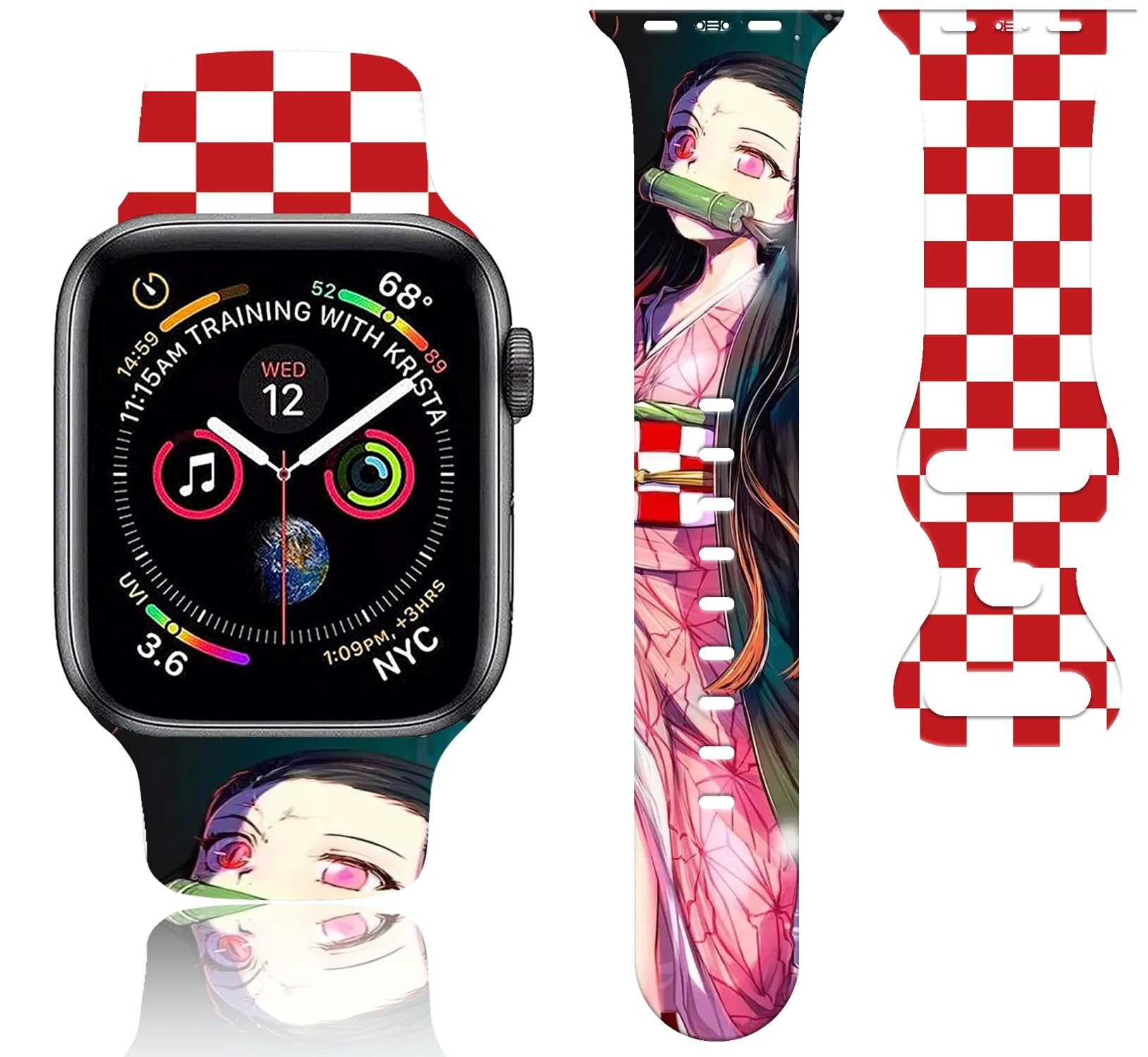 Anime Watch Band Compatible with Watch Bands 38mm 40mm 41mm 42mm 44mm 45mm 49mm,Cartoon Soft Silicone Replacement Sport Strap for Watch Series 9/8/7/6/5/4/3/2/1/SE,Gift for Boys Girls