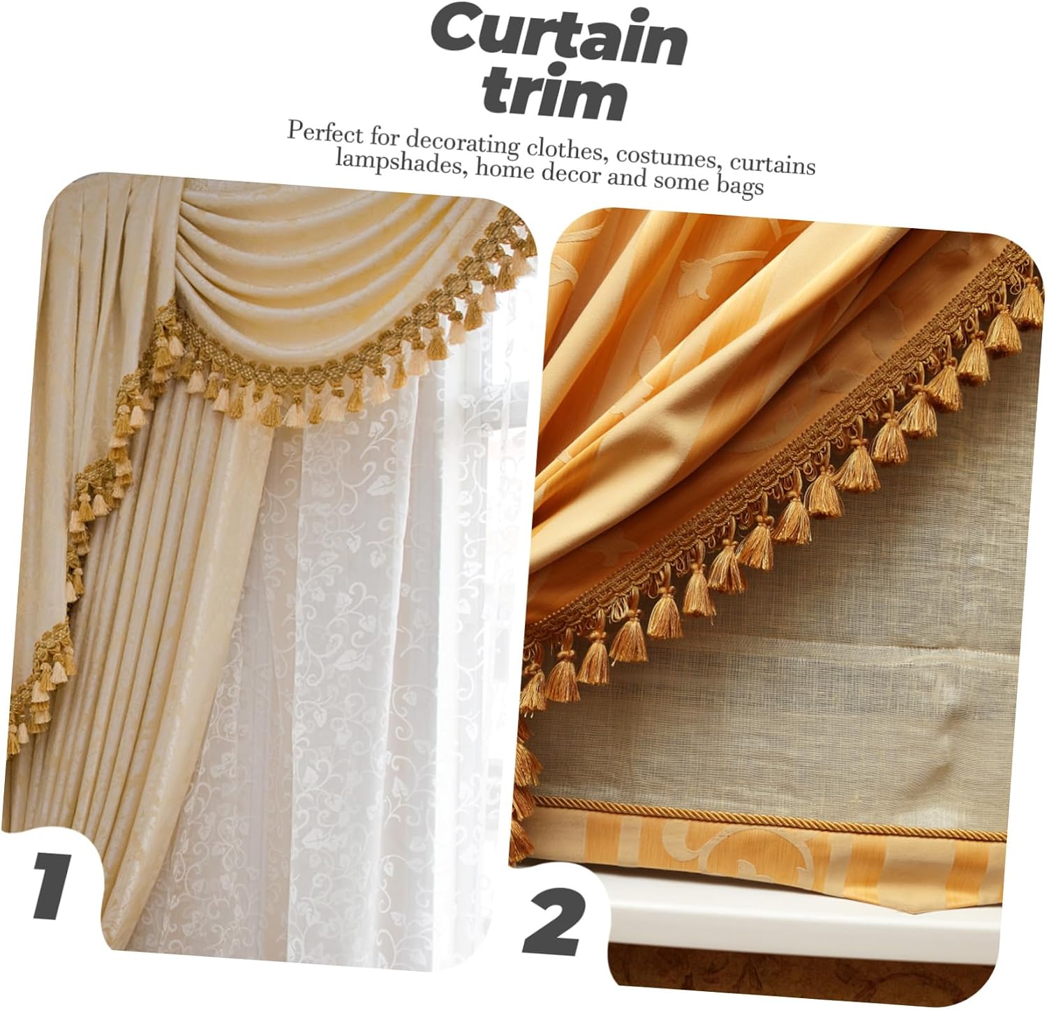 Golden Curtain Trim Lace Ribbon for Sewing Crafts and Decor