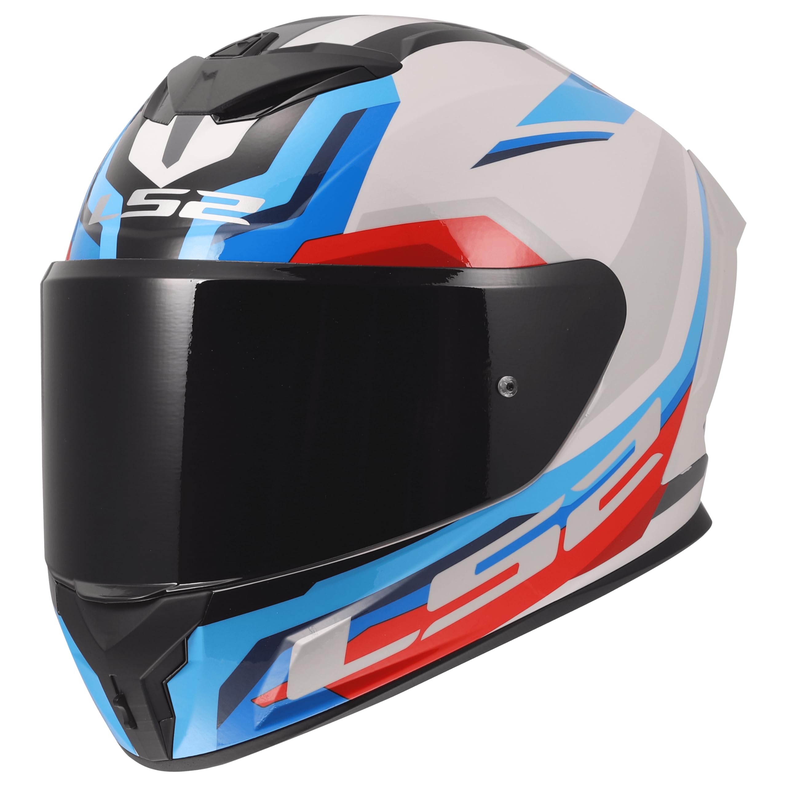 LS2, Casco Moto Integrale RAPID III HYPER White Blue Red, S