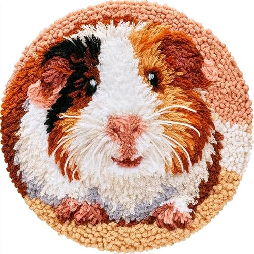 Round Latch Hook Rug Kits Guineapig For Adults And Starter 50*50Cm