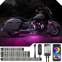 Vista 7 de 12 piezas de kit de tira de luz LED para motocicleta con luces de acento de neón RGB impermeables, efecto de suelo, atmósfera de luz DC 12V