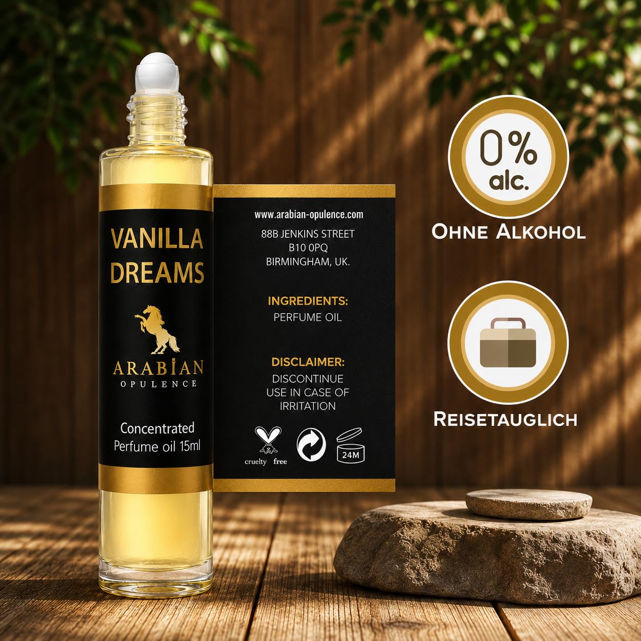 FR99 Arabian Opulence Vanilla Dreams - Aceite de Perfume Roll-On | Fragancia Concentrada Corporal | Perfume a Base de Aceite de Larga Duración para Mujeres
