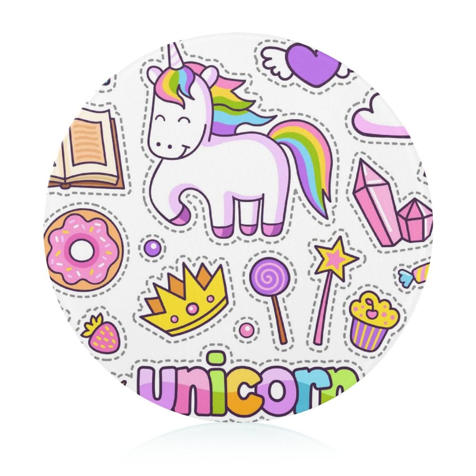 Planche à découper en verre licorne arc-en-ciel 20 cm pour cuisine