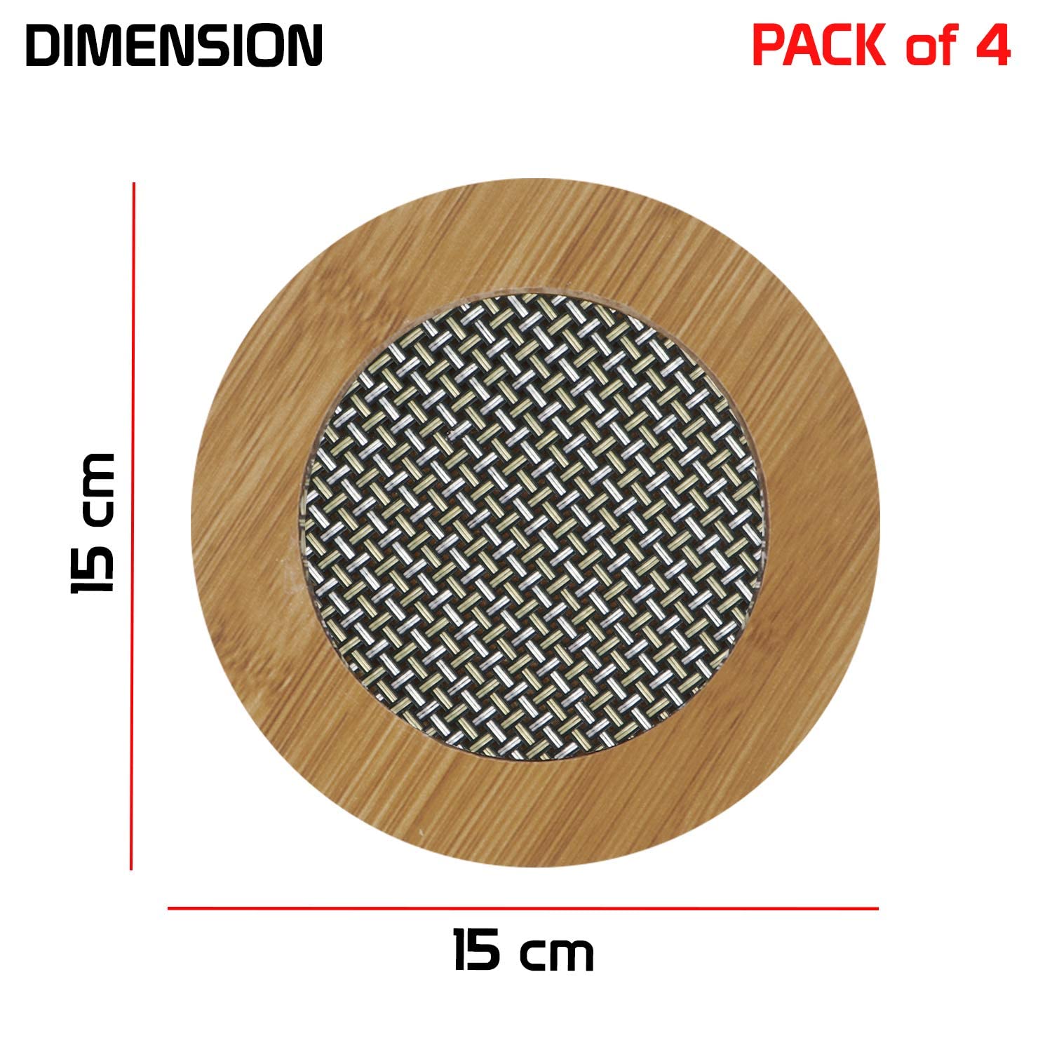 Dhamee Round Shape Bamboo Wooden Coaster Heat Table Pad, Pot Holder, Dining Table, Hot Utensils, Bowl,Tea Cup, Office, Home, Bedroom 1