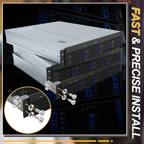 Vista 2 de 50 juegos de tuercas de jaula de montaje en rack M6 x 0.787 in, tornillos y arandelas para montaje en rack gabinete de servidor, tornillos