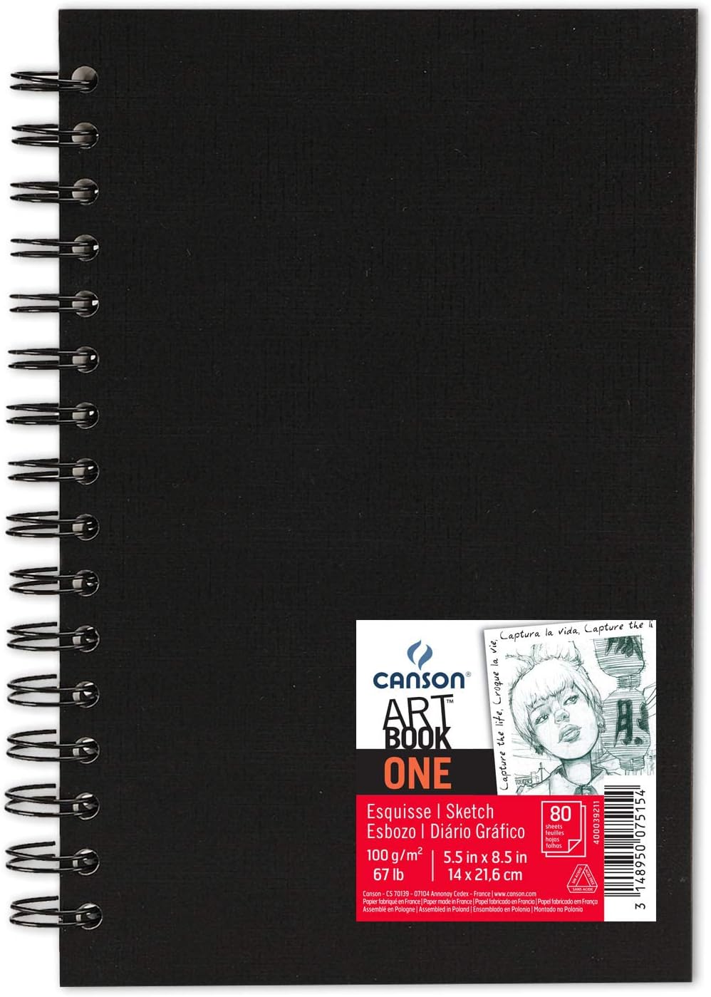 Kangaro KTC K-5357 Carnet de croquis vierge A5 avec couverture rigide bleu pastel, 80 feuilles, papier blanc 100 g sans acide, bleu