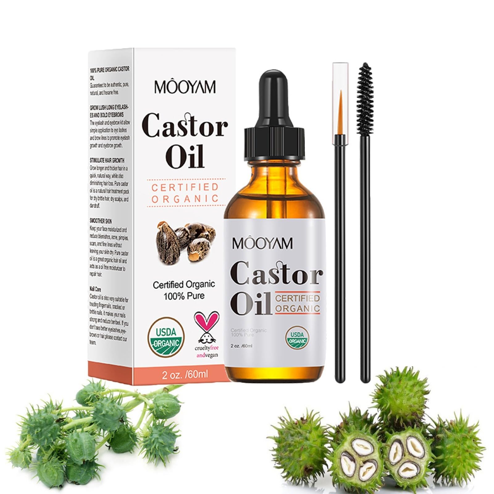 Generic Organic Castor Oil, Jamaican Black Castor Oil Organic Cold Pressed Unrefined, Hexane Free, Pure and Natural Castor Oil for the Whole Body 2.02 Fl oz (1 PCS)