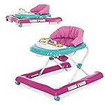 Dream On Me 2-in-1 Ava Baby Walker, Easy Convertible Baby Walker, Walk Behind, Height Adjustable Seat, Added Back Support, Detachable-Toy Slate, Teal Pink