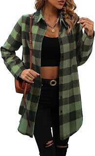 Jhsnjnr Damen Plaid Langarm Bluse Tops Button Down Oversized Lange Karierte Flanellhemden