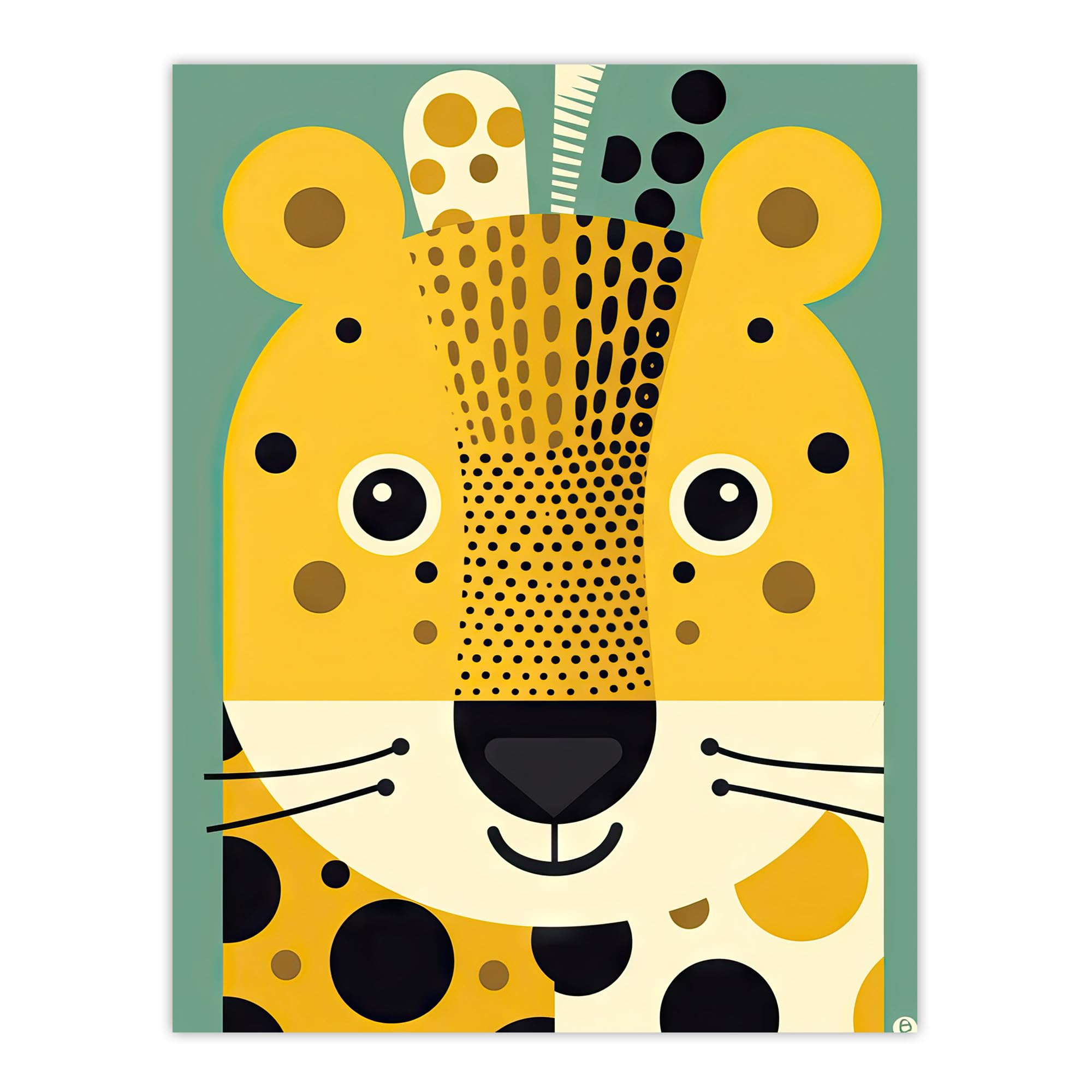 Artery8 Baby Cheetah Artwork Print W24" x H32" Orange Teal