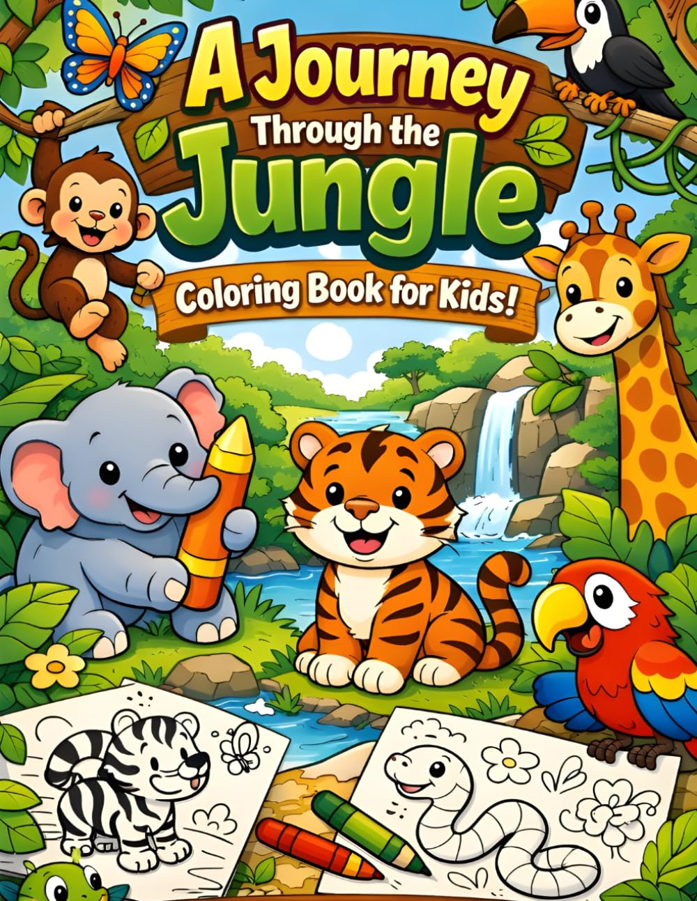 A Journey Through the Jungle: A Fun and Educational Jungle Animal Coloring Book for Kids Ages 4–8