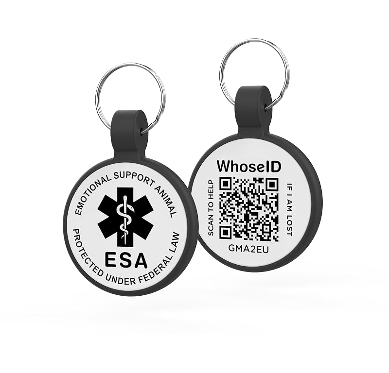 Plaquinha de Identificação para Cães e Gatos com Código QR em Silicone WhoseID, Black (Small), Pacote com 1