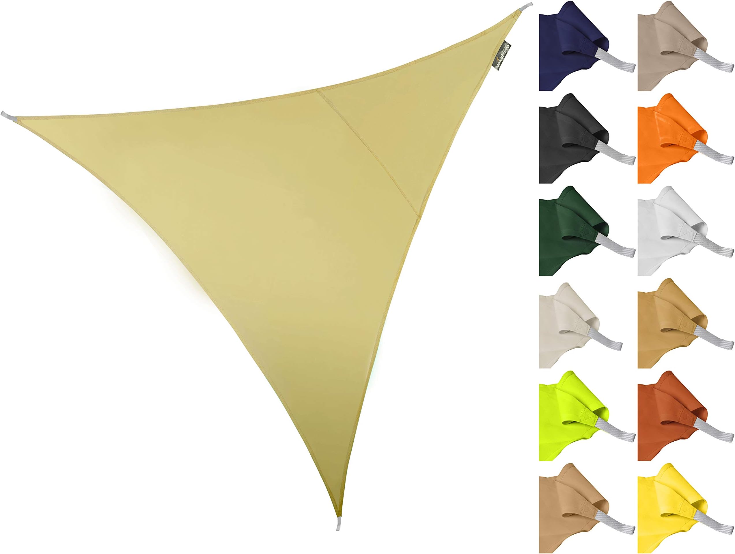 Kookaburra 2m Triangle Water Resistant Garden Patio Sun Shade Sail Canopy 96.5% UV Block with Free Rope (Sand)