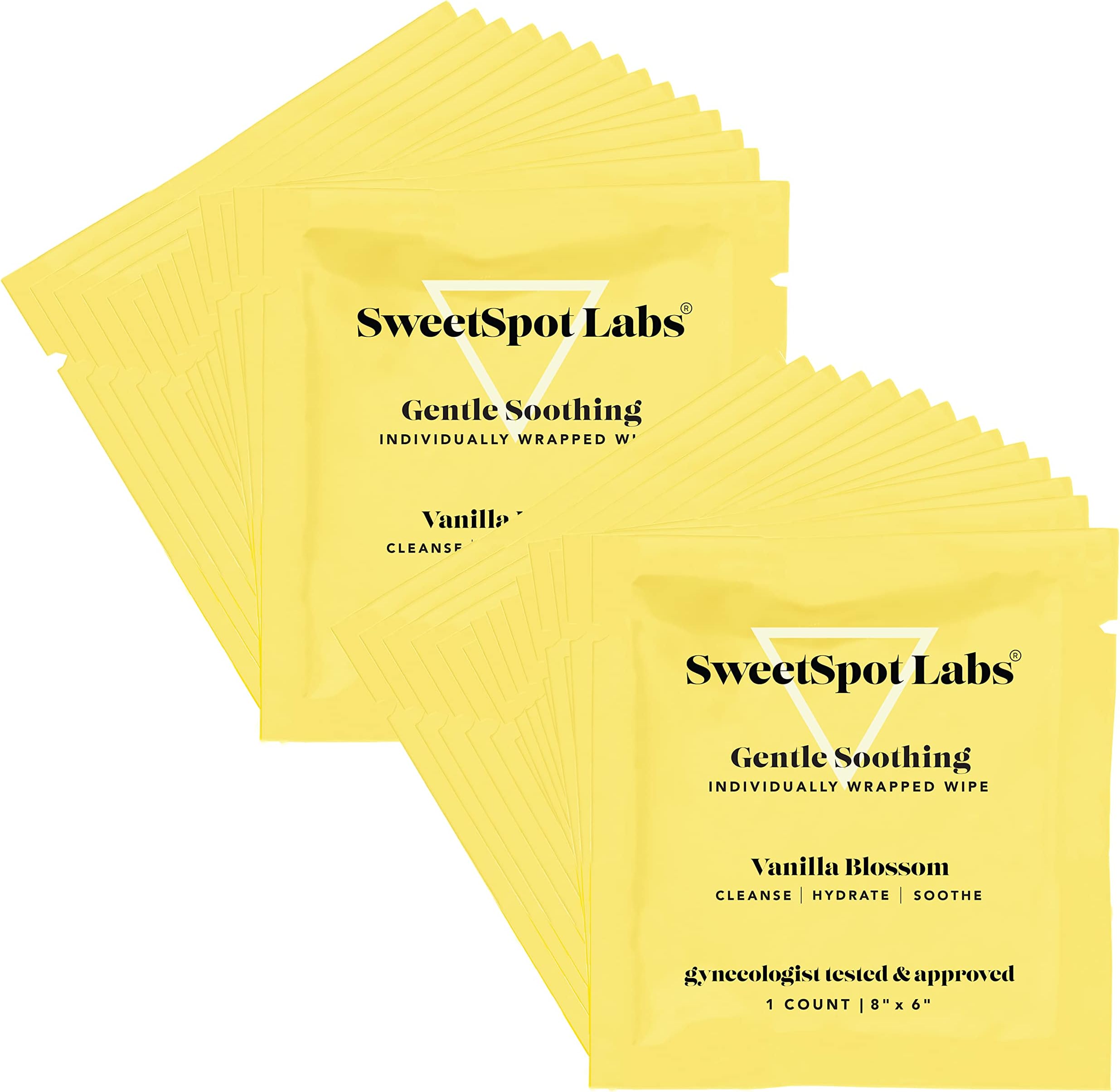 SweetSpot Labs | Feminine Wipes | Individually Wrapped | pH Balanced | Vanilla Blossom, 30 Wipes